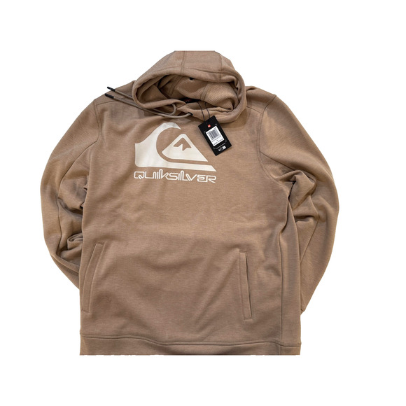 Quiksilver Hoodie Mens LG Fawn Tan Prints Gridliner Pullover Logo QA34KT027 NWT - Picture 1 of 11